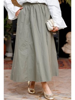 Bel Lastikli Yeşil Etek