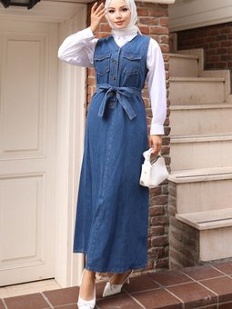 Açık Mavi Kemer Detaylı Kot Jile