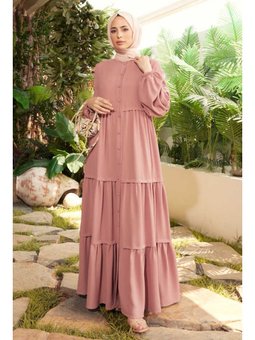 Berlin Düğmeli Büzgülü Ferace Pudra