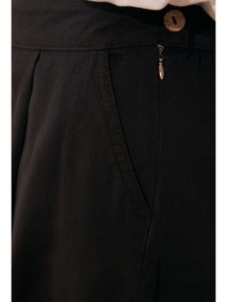 Parça Boya Pileli Pantolon Etek Siyah
