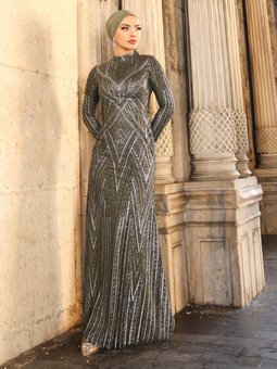 Gala Haki Abiye Elbise