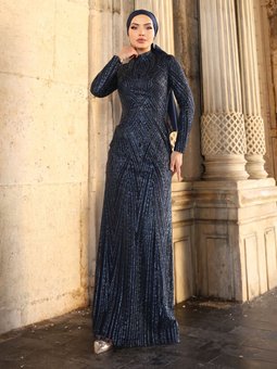 Gala Lacivert Abiye Elbise