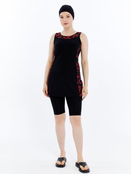 Kırmızı Havuz Mayosu Siyah