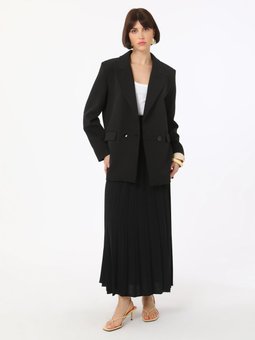 Kruvaze Kapamalı Blazer Siyah Ceket