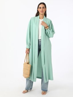 Yesil Bağlama Detaylı Abaya