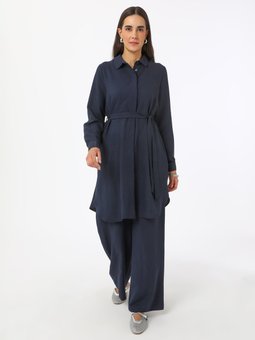 Yumuşak Tuşeli Tunik Pantolon İkili Lacivert Takım