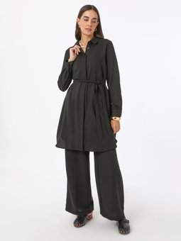 Yumuşak Tuşeli Tunik Pantolon İkili Siyah Takım