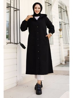 Kolları Çakımlı Kot Siyah Kap