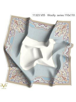 Desenli Italian Cashmere Seri Askısı İle Birlikte Mavi Eşarp