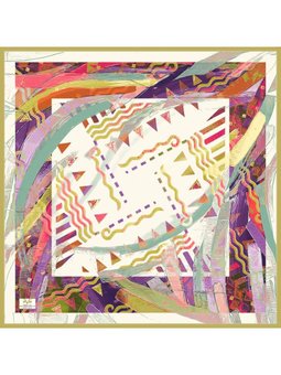 Desenli İtalyan Şifon Askısı İle Birlikte 110x110 Cm Mavi Eşarp