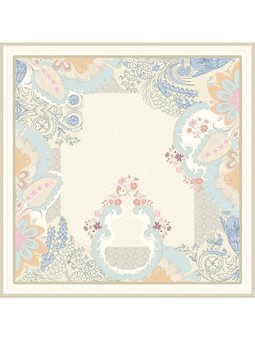 Desenli İtalyan Şifon Askısı İle Birlikte 110x110 Cm Mavi Eşarp