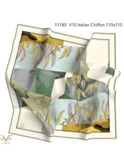 Desenli İtalyan Şifon Seri Askısı İle Birlikte 110x110 Cm Haki Eşarp