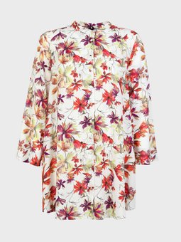 Çiçek Desenli Büyük Beden Pembe Tunik