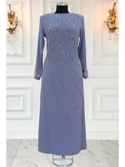 Asude Abiye Elbise Gri