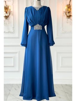 Faran İndigo Abiye Elbise