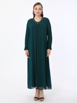 Büyük Beden Yesil Abiye Elbise
