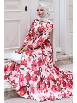 Desenli Kırmızı Elbise
