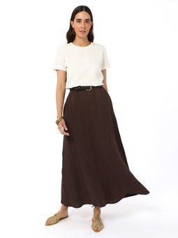 Pamuklu Müslin Kahverengi Etek