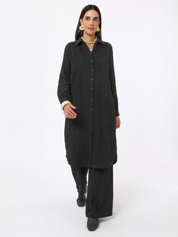 Pamuklu Müslin Kumaş Bağlama Detaylı Siyah Pantolon