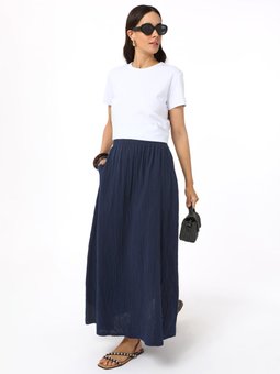 Pamuklu Müslin Lacivert Etek
