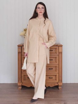 Çapraz Cep Detay Krem Gömlek