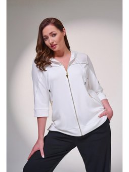 Büyük Beden Kapşonlu Spor Ekru Ceket