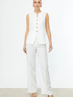 Ekru Lastikli Bol Paça Pantolon