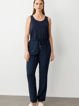 Lacivert Beli Lastikli Pantolon