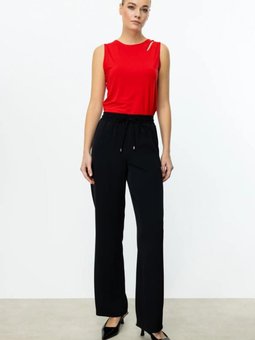 Siyah Bol Paça Krep Kumaş Pantolon