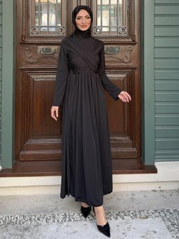 Siyah Linda Taşlı Abiye Elbise