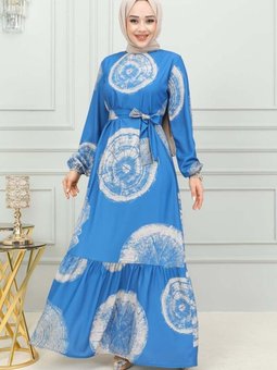 İndigo Aerobin Desenli Elbise