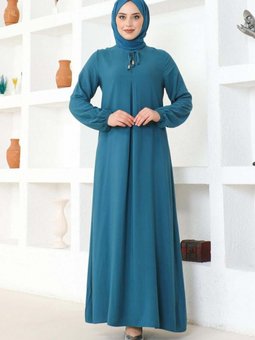 Petrol A Pile Viskon Elbise