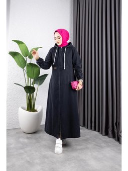 Fermuarlı Kapüşonlu Pamuk Gabardin Kap