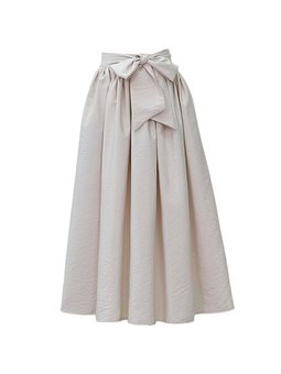 Bej Uzun Piliseli Kemerli Paraşüt Etek