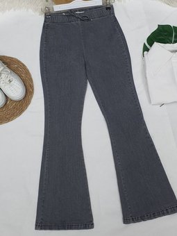 Füme İspanyol Paça Bağcık Detaylı Kot Pantolon