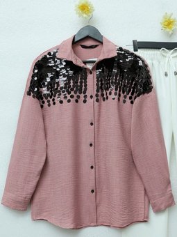 Gül Kurusu Robadan Pul Payet Tunik