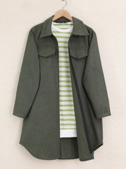 Haki Yan Cepli Fermuarlı Kaşe Kap