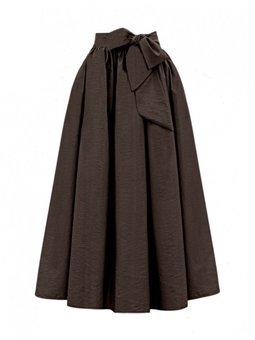 Koyu Kahve Uzun Piliseli Kemerli Paraşüt Etek