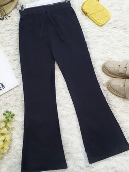 Lacivert İspanyol Paça Bağcık Detaylı Kot Pantolon