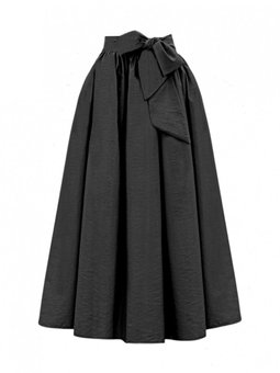 Siyah Piliseli Kemerli Paraşüt Etek