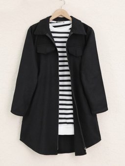 Siyah Yan Cepli Fermuarlı Kaşe Kap