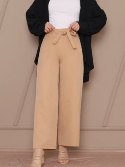 Taş Beli Bağcıklı Double Bol Paça Pantolon