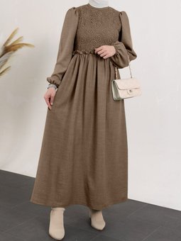 Toprak Robası Dantel Güpürlü Elbise