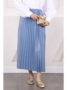 Bebe Mavi Bel Lastikli Piliseli Etek