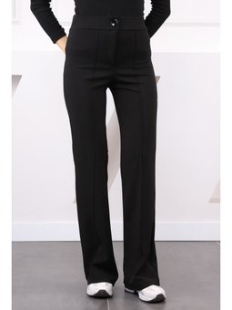 Siyah Çimalı Likralı  İspanyol Paça Pantolon