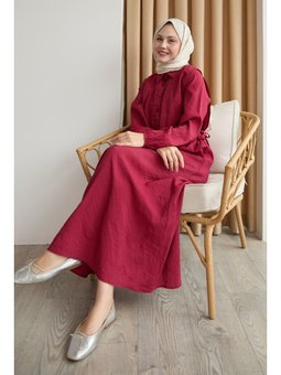 Bolerolu Bağlamalı Kırmızı Elbise