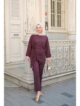 Yandan Bağlamalı Armani Modal Mürdüm Takım