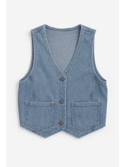 Cepli Pamuk Açık Jean Mavi Yelek