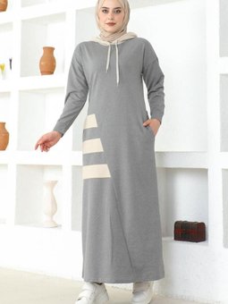 Gri Çizgili Spor Elbise