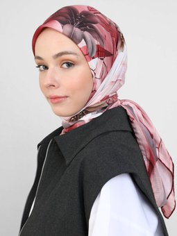 Büyük Boy Nevada Pamuk Gül Kurusu Eşarp Çiçek Deden